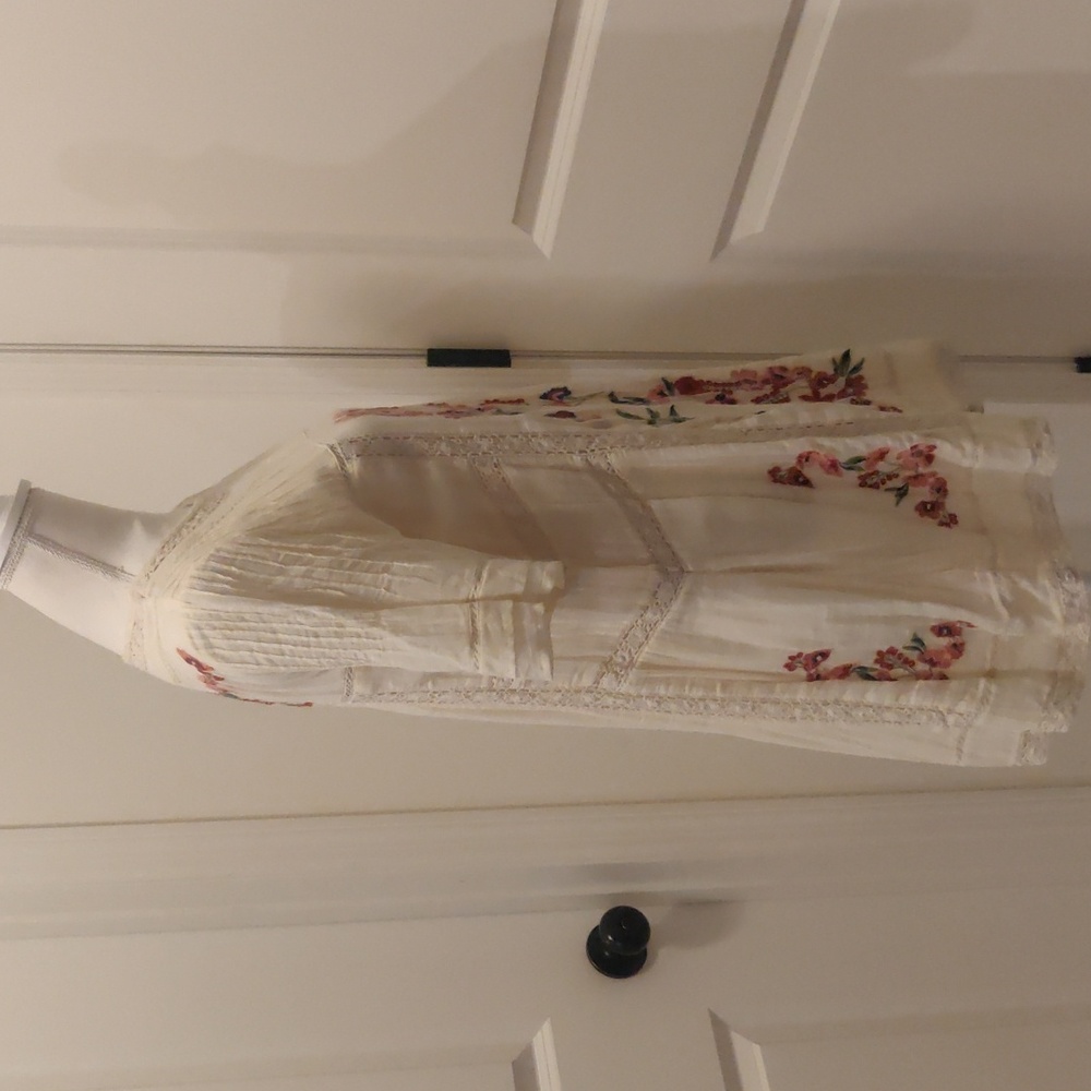 Free People Embroidered Victorian Dress Cream/ Off-white mini dress Cottagecore - Picture 11 of 14